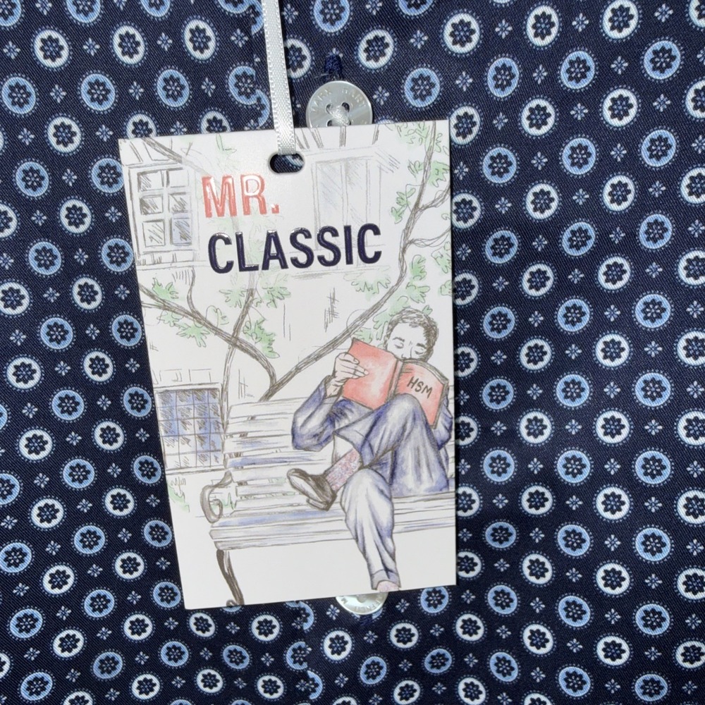 Hart Schaffner Marx Comfort Stretch Button Up Shirt Cotton Size M Blue Circles - Picture 5 of 13